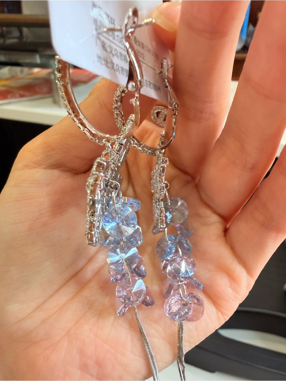 Crystal Butterfly Drop Earrings - Picture 7 of 7